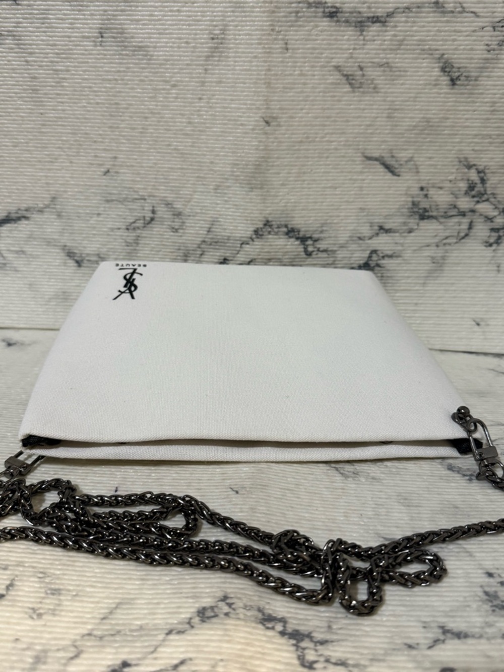Yves Saint Laurent Beauty Canvas Bag with Chain Crossbody Strap - Picture 13 of 17